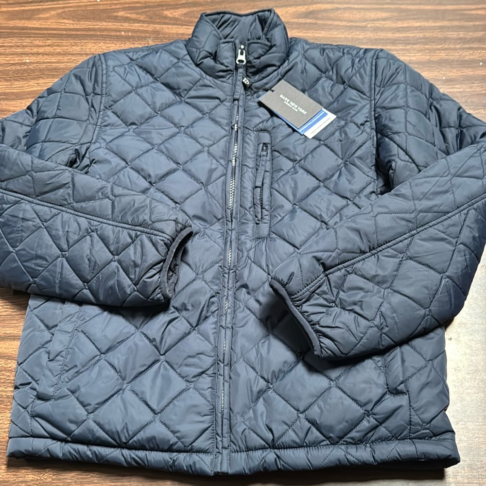 NWT Andrew Marc New York Fillmore Quilted Sherpa Fleece Lined Jacket small navy